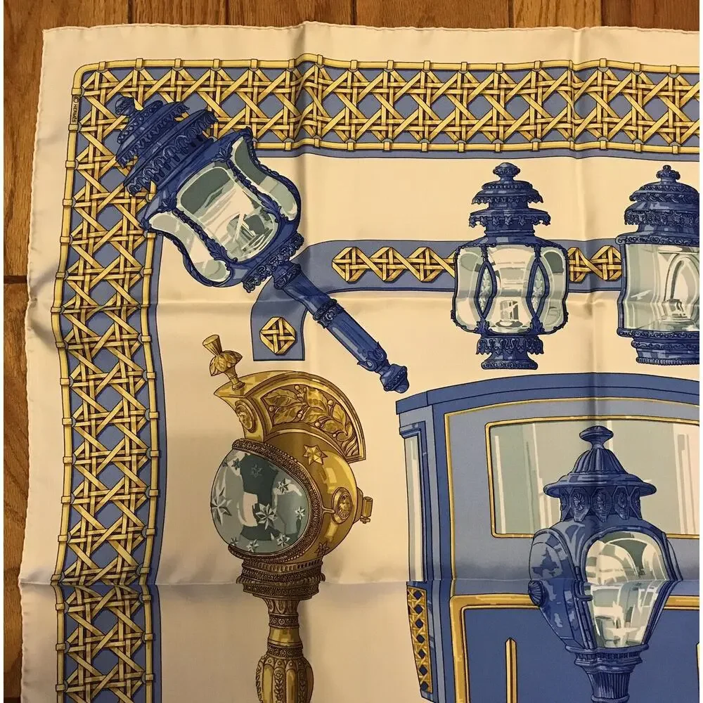 HERMES Scarf Carriage Lights Feux De Route Silk 35” by Caty Latham New with Box
